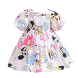 Girls Puff Sleeve Dress Disney Mini Ears Disneyland Vacation Summer Mikey Ears Daisy Duck Mini Mouse Birthday Beautiplex