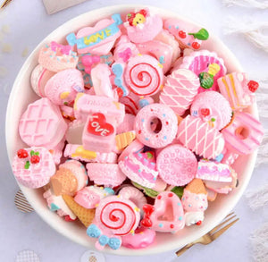 Pink Pastries and Treat Cabochons Flat back Nail Charm DIY Phone Case Epoxy Project