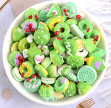 Green Miniature Food Cabochons Flat back Nail Charm DIY Phone Case Epoxy Project