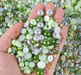 Green Flat Back Pearl Crystals Mix Nail Art Diy Rhinestones Scrap Booking Flatback Stones 3D Phone Case Diy Tablet Case Bling Nail Diamonds