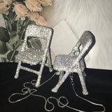 Crystal Folding Chair Accessory with Should Strap for a cross body purse look Gift for Her Statement Piece.