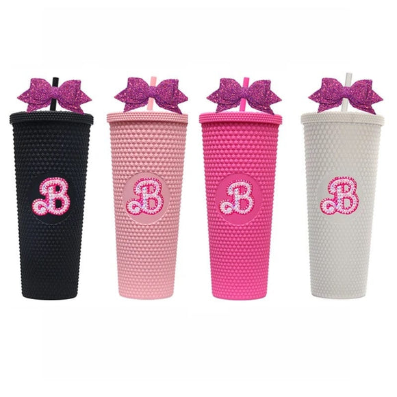 Barbiecore tumbler Gift Idea Stocking Stuffer Barbie Pink Bridesmaid Gift Hot Pink Cup Studded