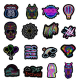 Neon Stickers Black Background Glowing Look Bright Colors Black Stickers