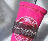 Barbie Movie inspired Custom Name Crystal tumbler Gift Idea Stocking Stuffer Barbie Pink Bridesmaid Gift Hot Pink Cup Bling Travel Tumbler