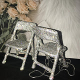 Crystal Folding Chair Accessory with Should Strap for a cross body purse look Gift for Her Statement Piece.