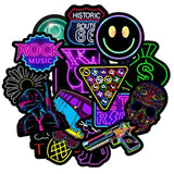 Neon Stickers Black Background Glowing Look Bright Colors Black Stickers