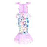 Little Mermaid Costume Dress Girl Costume Mermaid Cosplay Halloween 2023 Movie Birthday Party Dress up Play Tulle Dress Complete Costume