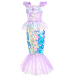 Little Mermaid Costume Dress Girl Costume Mermaid Cosplay Halloween 2023 Movie Birthday Party Dress up Play Tulle Dress Complete Costume