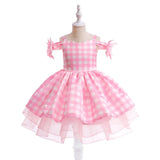 Barbie Pink Dress Barbie Movie Cosplay Dress Pretty Pink Barbie Cosplay Lolita Dress with Hair Bow