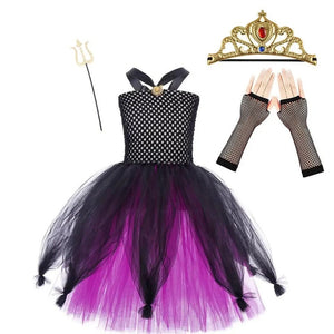 Ursula Costume Movie Cosplay Dress Disney Villain Little Mermaid Complete Costume Tulle Dress Tutu Halloween Dress up Birthday Party