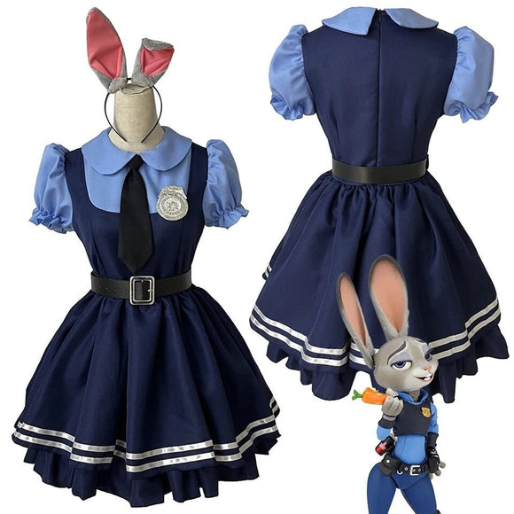 Judy Hopps Costume Adult Zootopia Cosplay Bunny Cop Movie Costume Woman Bunny Cop Complete Costume Teen Costume