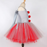 Girl Clown Costume Kid Clown Penny Wise Cosplay Halloween Tulle Dress Costume Tutu Complete Costume