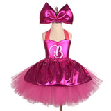 Pink Barbie Costume Birthday Dress Girls Barbie Movie Costume Kid Cosplay Tulle Dress Tutu Halloween 2023 Complete Costume