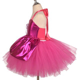 Pink Barbie Costume Birthday Dress Girls Barbie Movie Costume Kid Cosplay Tulle Dress Tutu Halloween 2023 Complete Costume