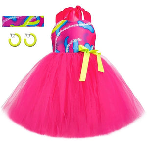 Barbie Movie Costume Kid Barbie Cosplay Barbie and Ken Rollerblade Costume Tulle Dress Complete Costume Family Complete Birthday Dress