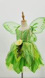 Green Fairy Princess Costume Tinkerbell Kids Costume Dress Wings Complete Costume Beautiful Fairy Dress Halloween Cosplay Tink