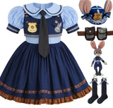 Judy Hopps Costume Girl Zootopia Bunny Cop Complete Costume Movie Cosplay Kids Lolita Dress