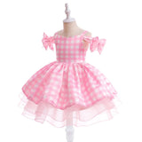 Barbie Pink Dress Barbie Movie Cosplay Dress Pretty Pink Barbie Cosplay Lolita Dress with Hair Bow