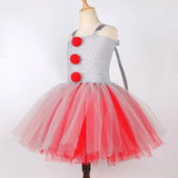 Girl Clown Costume Kid Clown Penny Wise Cosplay Halloween Tulle Dress Costume Tutu Complete Costume