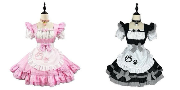 Kitty Maid Costume Adult Maid Cosplay Lolita Maid Dress Vintage Petty Skirt Dress Halloween Dress Up Sexy Maid Costume Curvy Size